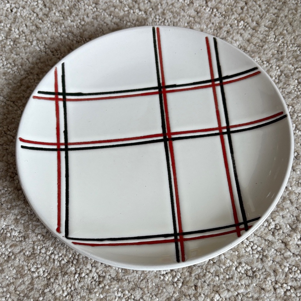 Hearth & Hand White Plaid Ceramic Plate SET OF 12